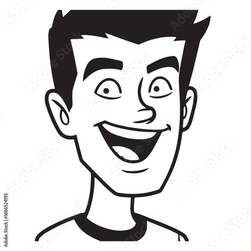 Handsome Man Black and White Illustration Vector Image Male Portrait Fashion Sketch Line Art Design