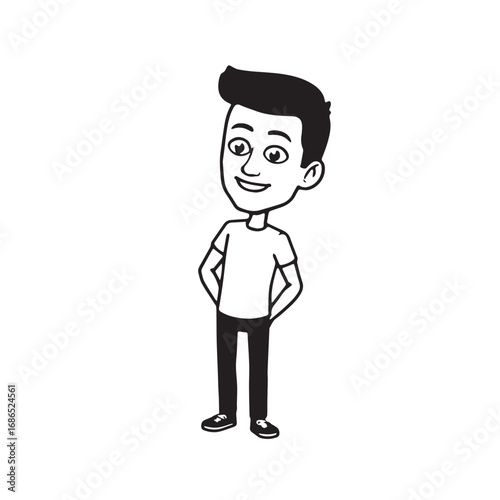 Handsome Man Black and White Illustration Vector Image Male Portrait Fashion Sketch Line Art Design