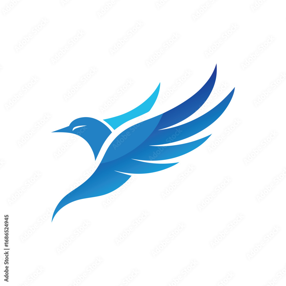 Obraz premium Abstract Bird in Flight Minimal Blue Logo Design