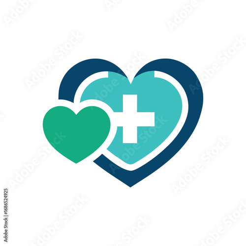 Heart and Cross Healthcare Medical Logo Vector