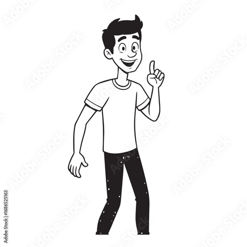 Handsome Man Black and White Illustration Vector Image Male Portrait Fashion Sketch Line Art Design