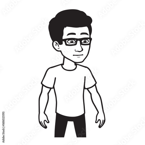 Handsome Man Black and White Illustration Vector Image Male Portrait Fashion Sketch Line Art Design
