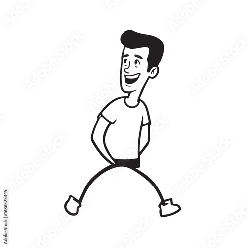 Handsome Man Black and White Illustration Vector Image Male Portrait Fashion Sketch Line Art Design