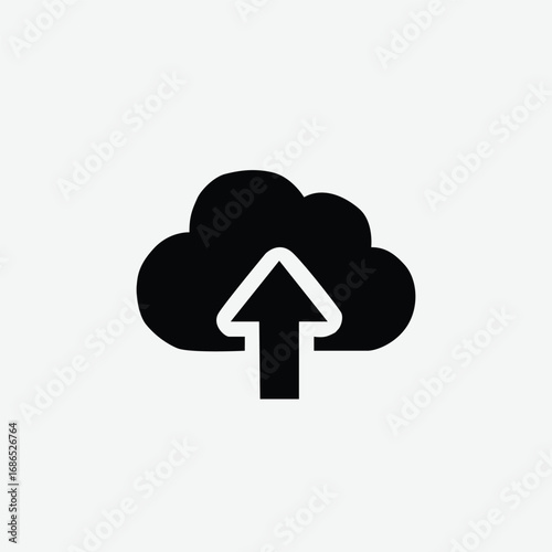 Cloud upload and download vector icon for online storage, data transfer, and digital technology