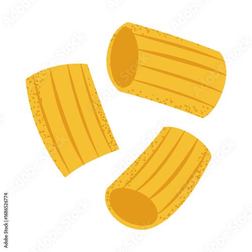 Rigatoni pasta, ideal for food blogs, restaurant menus, or Italian cuisine designs.