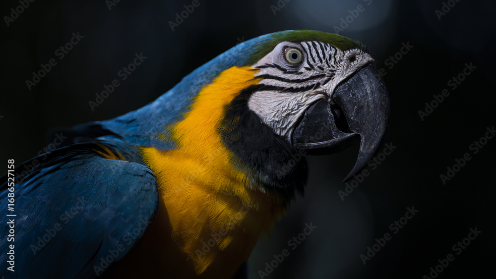 Fototapeta premium blue and yellow macaw close up portrait 