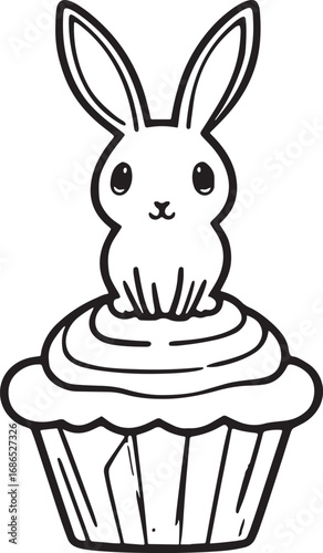 Cute Bunny Cupcake Drawing | Adorable Dessert Art for Easter, Kids Party, Bakery Decoration and Fun Gifts