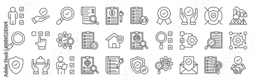 Inspection line editable icon set Collection. editable stroke. Vector illustration eps 10
