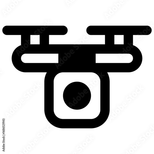 Drone. Outlined stroke vector icon with black-filled details.
