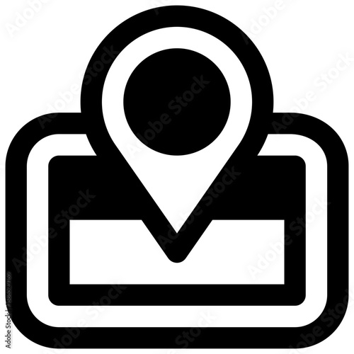 GPS navigator. Outlined stroke vector icon with black-filled details.