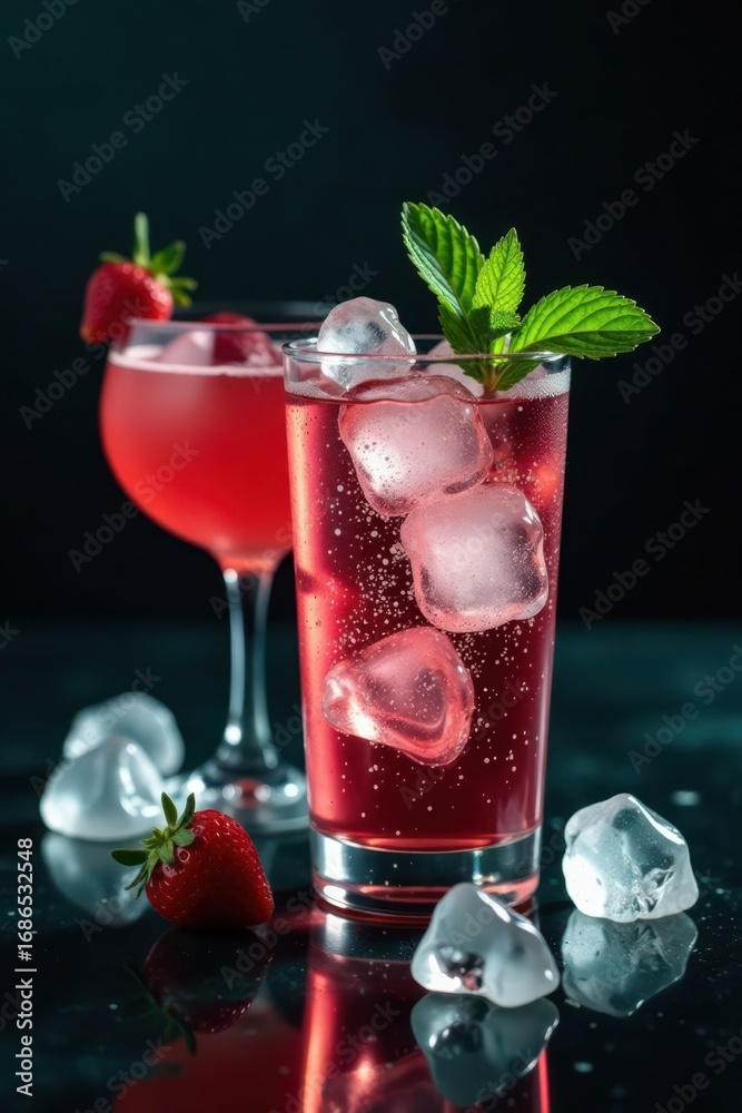 custom made wallpaper toronto digitalGin, mint, ice, dark background, cocktail glasses, texture, lime, stylish