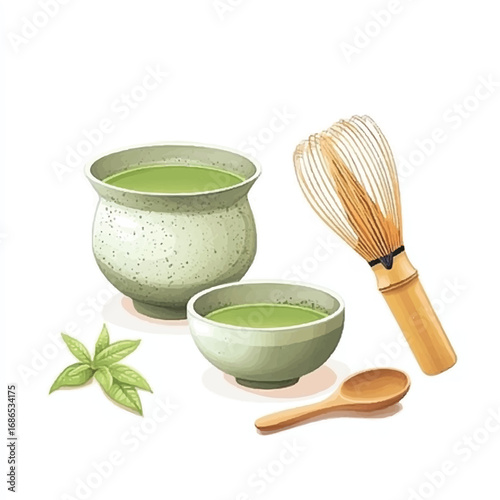 Matcha Green Tea Ceremony Utensils.