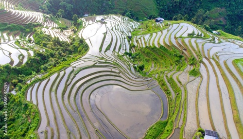 Wallpaper Mural Aerial View of Emerald Rice Terraces Torontodigital.ca