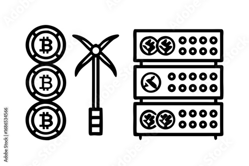 Illustration of bitcoin mining farm