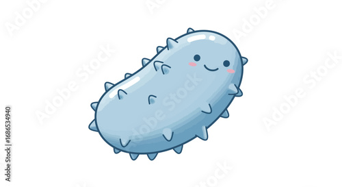 Adorable cartoon style illustration of a stylized light blue sea cucumber character