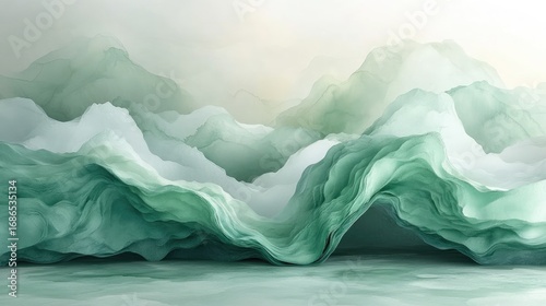 Wallpaper Mural Abstract Watercolor Wash in Pastel Mint and Cream, Fluid Organic Shapes with Blurred Edges and Airy Feel Torontodigital.ca