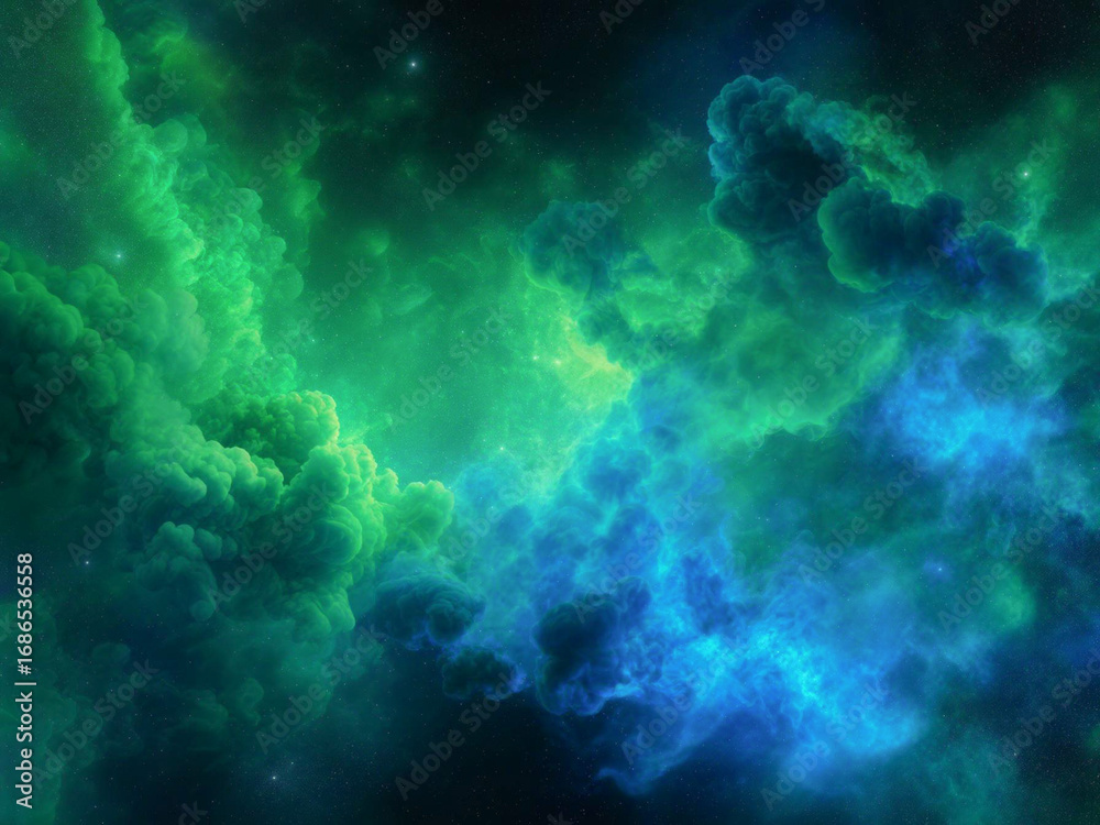 Fototapeta premium 鮮やかな色彩で描かれた星空と銀河の抽象アート