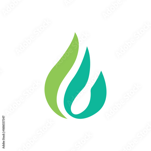 Abstract Flame Leaf Green Blue Logo