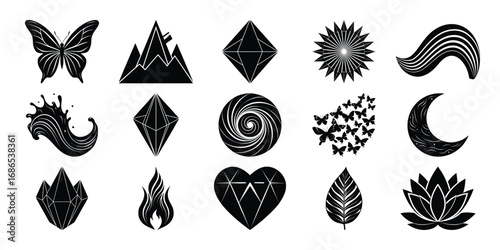 Collection of Black and White Mystical and Spiritual Symbols
