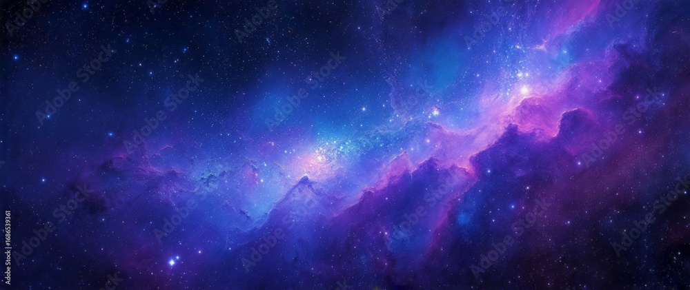 Fototapeta premium 鮮やかな色彩で描かれた星空と銀河の抽象アート