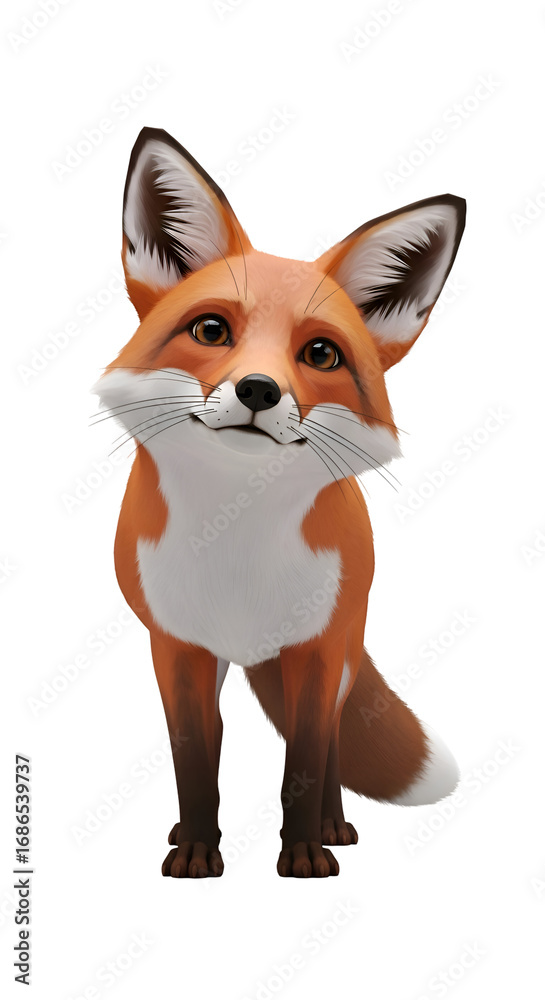 Fototapeta premium Cute Fox with Transparent Background: Digital Art, Wildlife Illustration, Adorable Furry Creature, Red Fox Image, Fantastic Animal Graphics