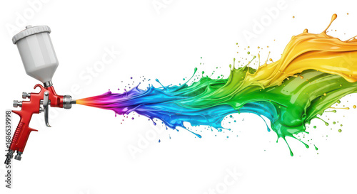 Paint Spray Gun With Rainbow Splash