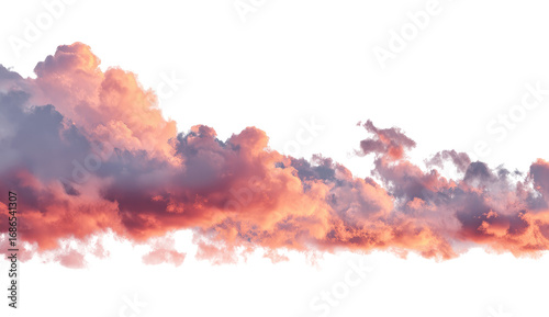 Sunset cloudscape;  soft, vibrant hues of pink, orange, and gray
