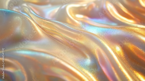 Sheer Iridescent Pearl Essence Background with Soft Shimmer and Ethereal Glow, Neutral Palette with Blank Space
