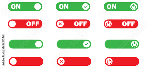 Slide on off icon set . ON OFF icon set. switch power vector icons. switch toggle button. Switch on off buttons. switch , icons, vector, symbols.