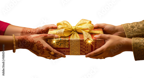 Close-Up of Gift Exchange during Indian Festival of Bhai Dooj, Raksha Bandhan etc