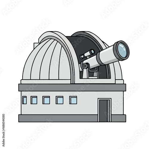 Astronomical Observatory Building with Telescope for Stargazing and Research.