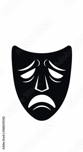 Black Sad Theatrical Mask Icon.