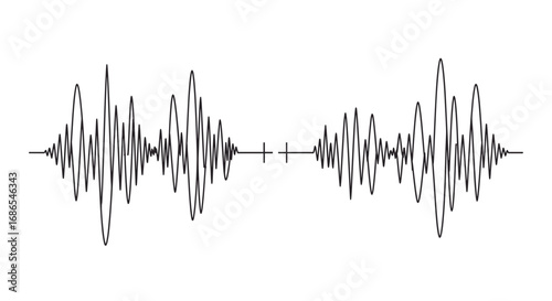 Audio waveform showing two superimposed sound waves.