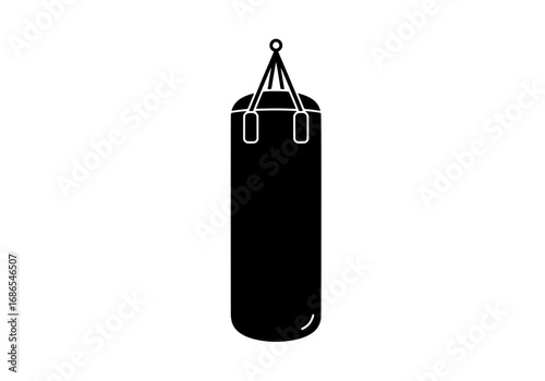Dynamic black and white punching bag ready for intense workout and boxing training sessions