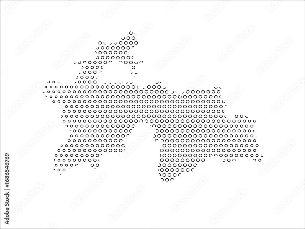 Fototapeta premium Tajikistan map of circles on white background