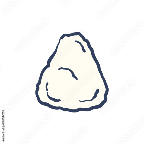 筆で描いた大根おろしの絵、または、おにぎり、盛り塩のイラスト。A brush-drawn picture of grated radish, or an illustration of rice balls and salt.