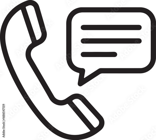 Vector art of phone call sms with speech bubble in black and white