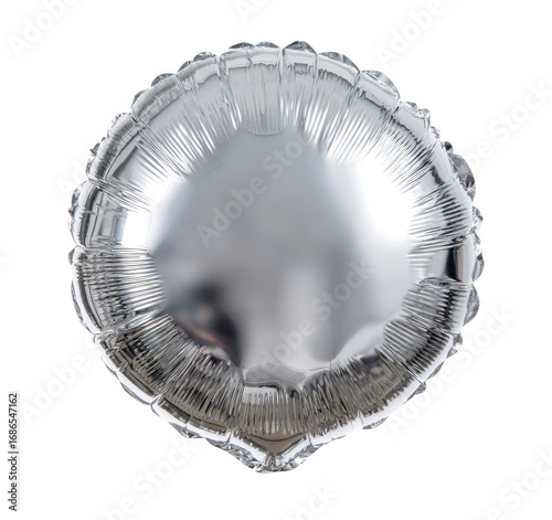 Round silver metallic balloon, smooth surface