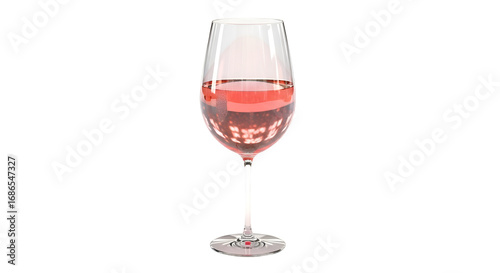 Rose Wine in Glass, Transparent Background,  Relaxing Drink for Evening