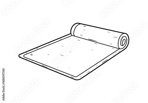 Yoga mat rolled and ready for fitness and wellness activities, health and exercise concept