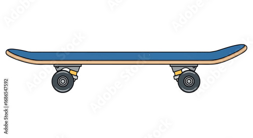 Blue Skateboard Isolated on White Background.