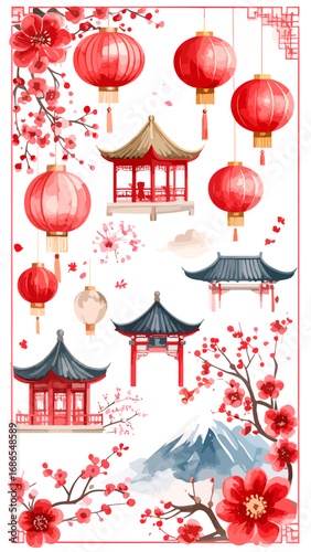 Chinese Architecture Illustrations.