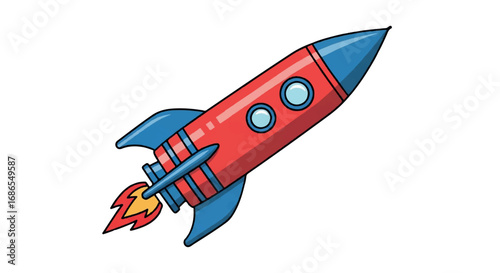 Cartoon Rocket Launching into Space Adventure.