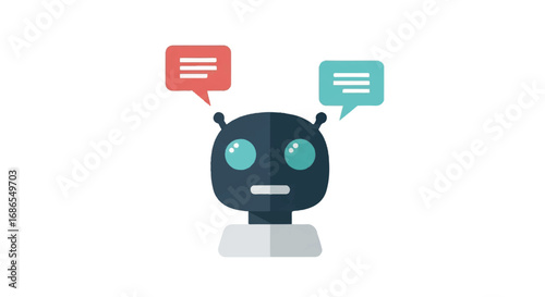 Chatbot communication with speech bubbles.