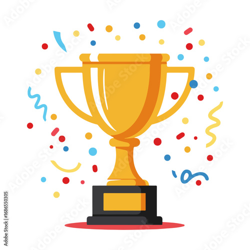 Championship competition trophy groovy cartoon design 2