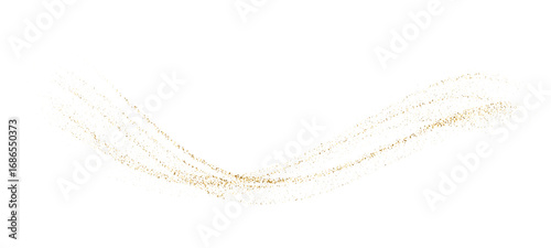 Gold dot dust wave stripe with glitter. Abstract liquid flow with shiny particle confetti polka. For vector luxury design background