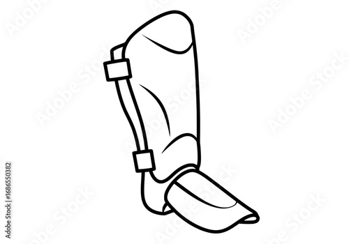 Protective shin guard outline for sports safety icon, essential sporting gear for athletes