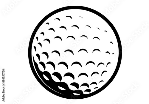 Sleek golf ball icon, perfect for sports branding or golf tournament designs, minimalist style