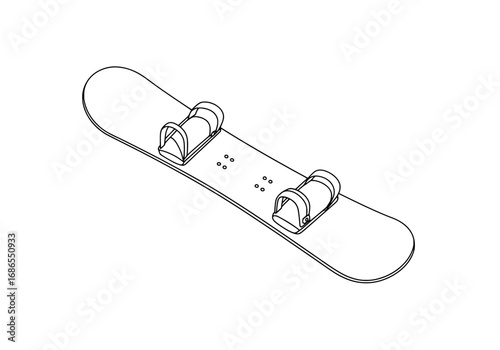 Outline drawing of a snowboard for winter sports and design projects that require a clean and modern look
