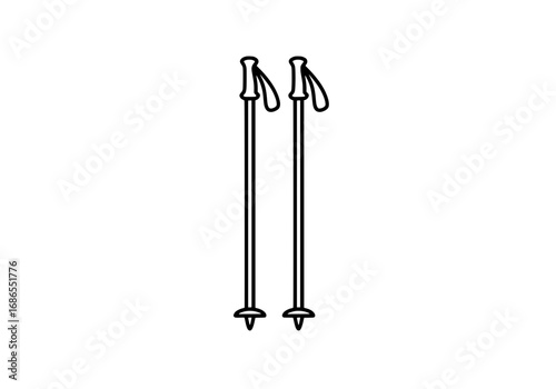 Ski poles vector icon perfect for winter sport equipment design and outdoor adventure projects